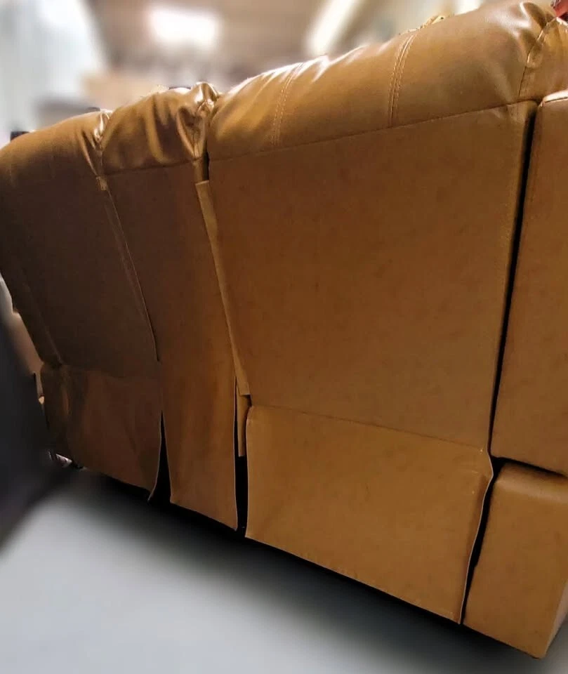 宽皮革躺椅双人沙发带储物和杯架 — 第 3/4 张图片