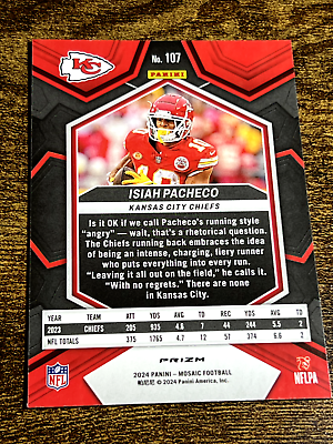 ISIAH PACHECO 2024 Panini Mosaic #107 Silver Prizm Mosaic ISIAH PACHECO 2024 Panini Mosaic #107 Silver Prizm Mosaic