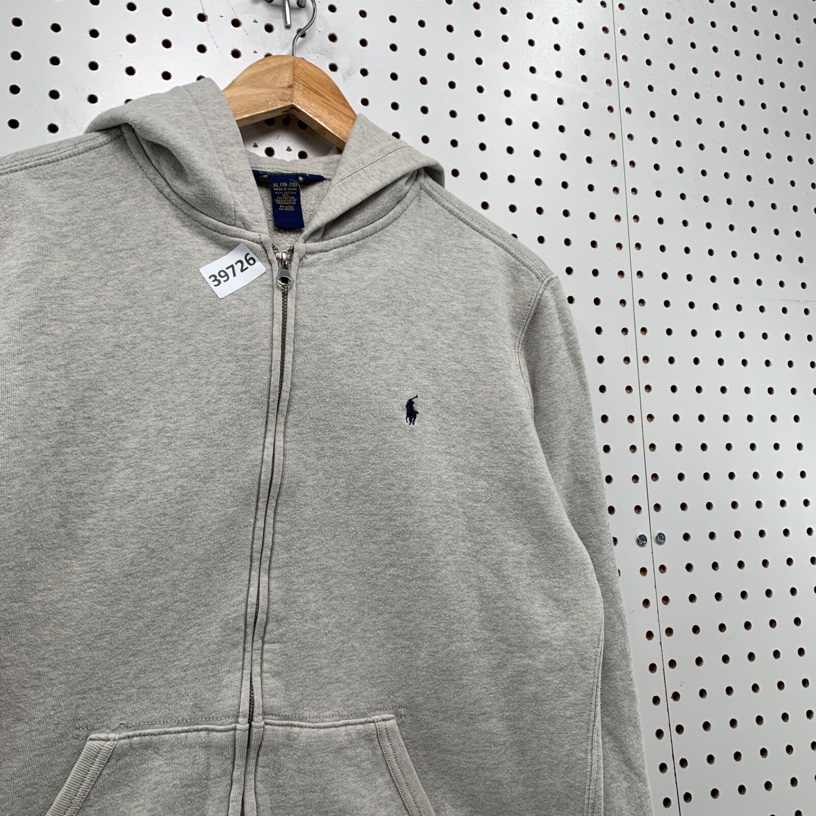 Polo Ralph Lauren felpa con cappuccio zip ragazzo XL 18 20 grigio con cappuccio pony 21x24