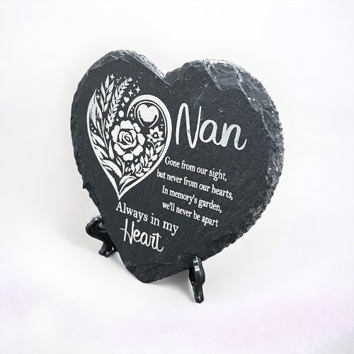 Memorial plaque Slate heart Remembrance stone Cross plaque Rose memorial Grave - Picture 39 of 90