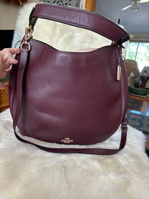 Coach Nomad Hobo Leather 2-Way/Shoulder Handbag in Burgundy