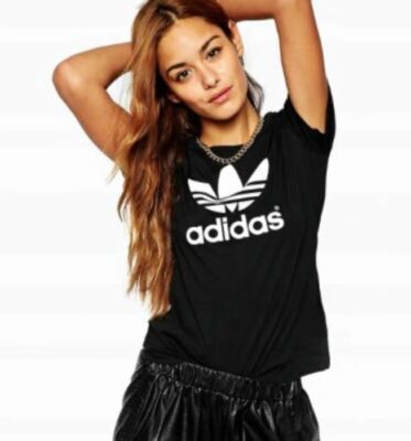 NEW WOMEN\u0026#039;S ADIDAS ORIGINALS TREFOIL TEE SHIRT ~ SIZE MEDIUM #FM3311  BLACK | eBay