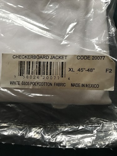 Chef Revival Cuisiner Jacket White XL New with tags Checkerboard Logo Polycotton - Picture 5 of 6