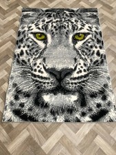 Quality Grey Green Eye Leopard Rug 120cm x 170cm Jungle Safari Animal Print (342