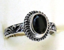 Black Sapphire Ring / Artisan Crafted / Size 6 / 925 Sterling Silver / 1.4ct