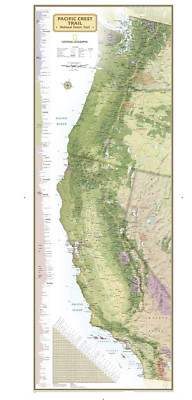 National Geographic Pacific Crest Trail Wall Map 18'' x 48'' NEW