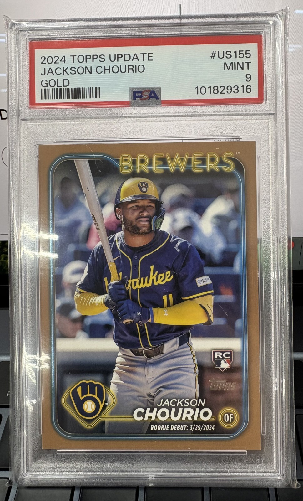2024 Topps Update Jackson Chourio Gold RC /2024 #US240 Mint PSA 9
