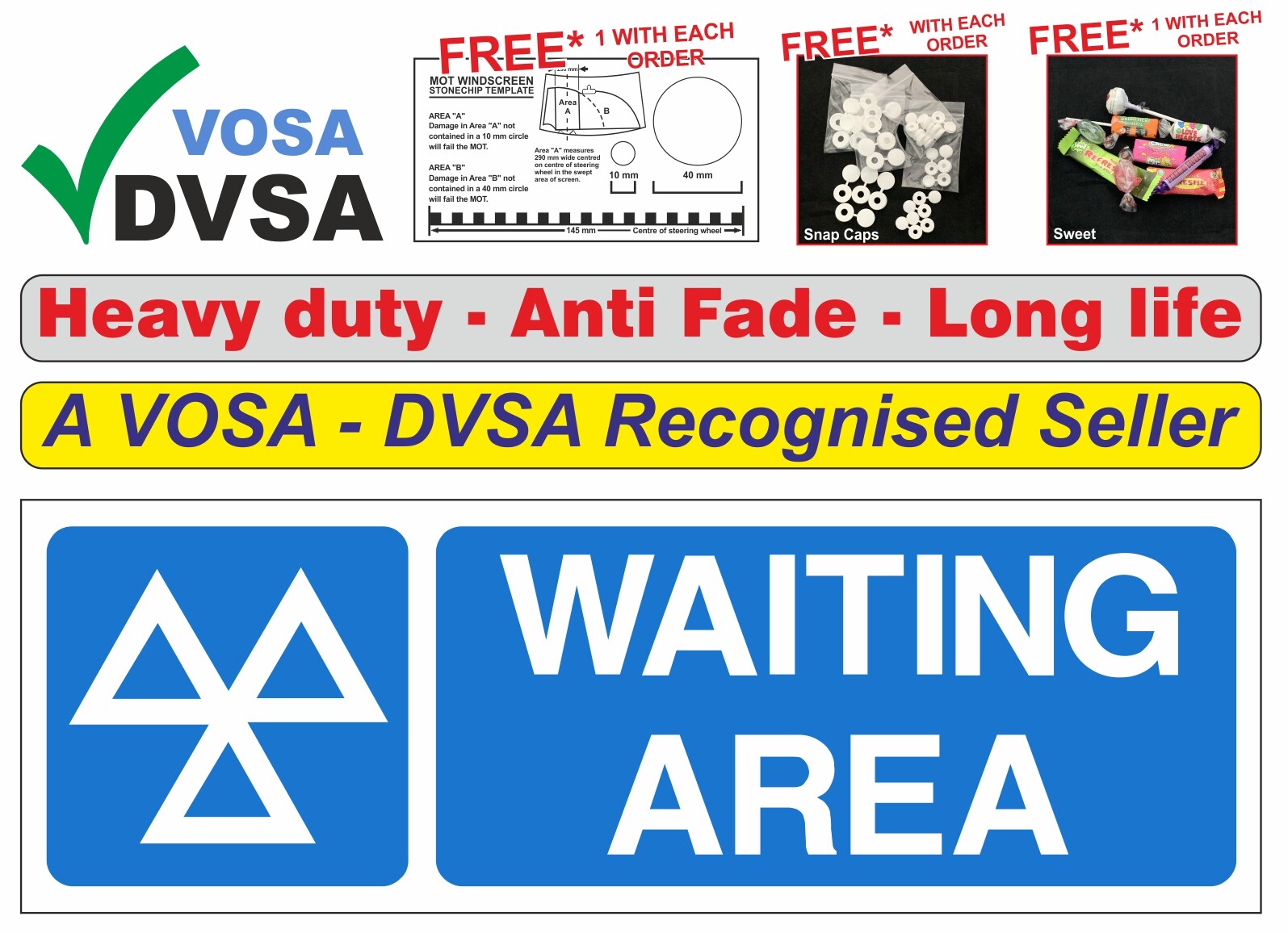 MOT SIGNS | MOT SIGN | VOSA DVSA | MOT SIGN PACK | H/DUTY MOT WAITING ...