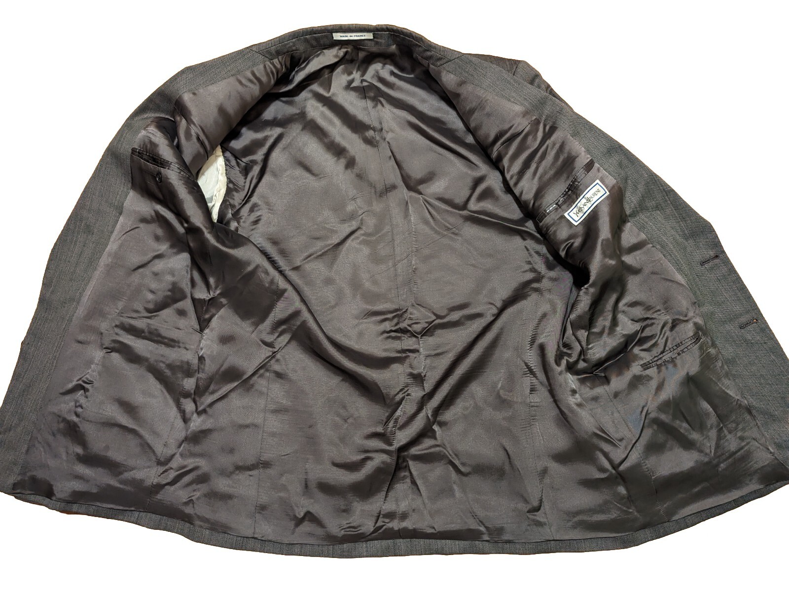 Giacca tuta vintage Yves Saint Laurent 46 R lana marrone a righe