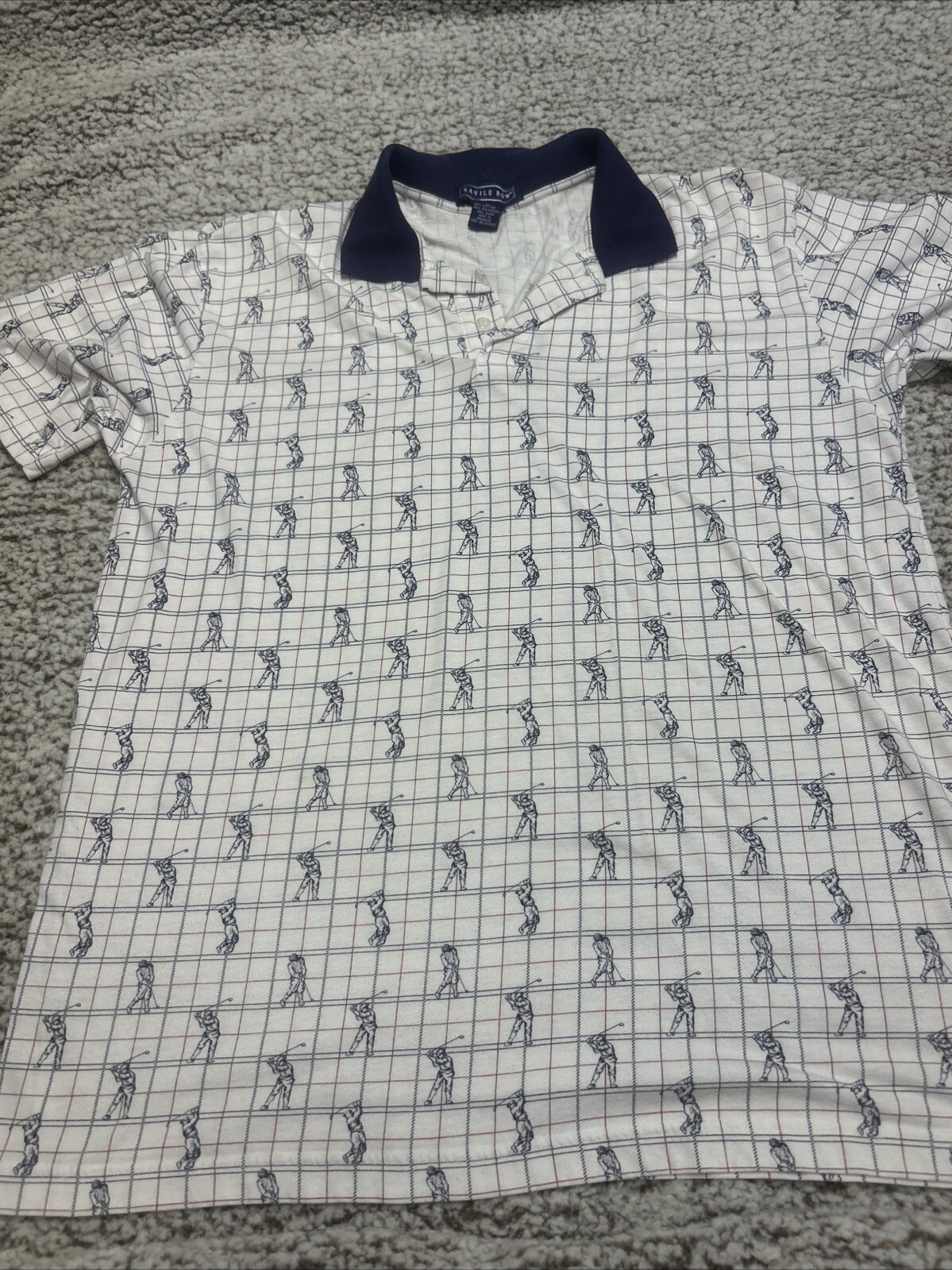 FILA Camicia Savile Row Uomo L Rossa Blu Bottone Maniche Corta Casual Golfista Foto