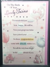 Birth of Your Lovely Twins Card - Girls