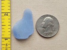 GENUINE BEACH SEA GLASS SURF TUMBLED CORNFLOWER LIGHT BLUE PENDANT FROSTED V1