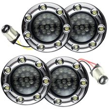 Eagle Lights 2" Harley LED Front / Rear 1157 Halo Turn Signals Chrome Trim Ring