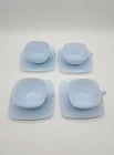 Vintage Fire King Delphite Blue Azurite Charm Square Cups Saucers Teacup Coffee