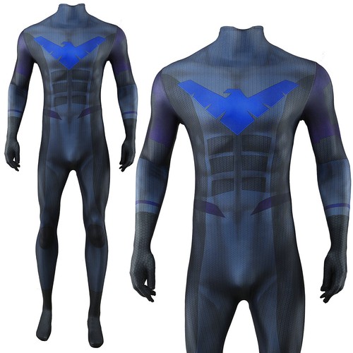 Cosplay The Batman Nightwing Robin Jumpsuit Superhero Adult Kids Bodysuit Mens - Picture 4 of 12
