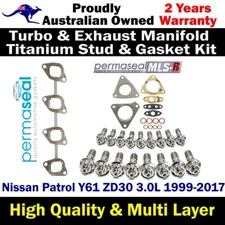 Permaseal Turbo&Exhaust Manifold Titanium Stud&Gasket For Nissan Patrol Y61 3.0L