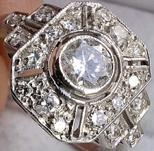 18Ct Gold French Art Deco Period Diamond Engagement Ring Size L/M Hallmarked