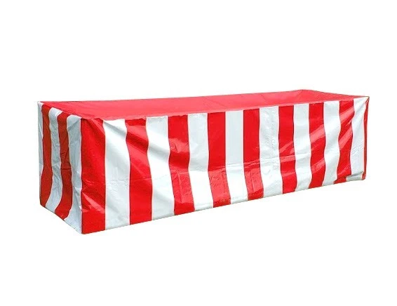 Fitted Vinyl Tablecloth 72x30 Red White Rectangular Banquet Display Table Cover - Image 3 of 4