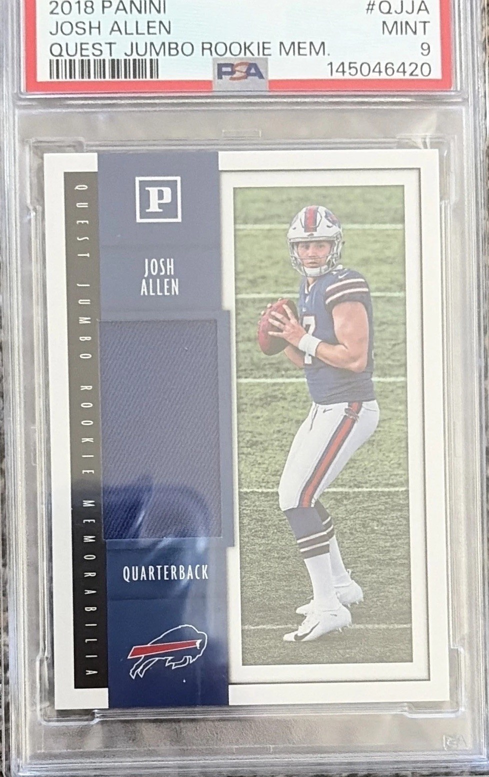 Panini 2018 Quest Jumbo Rookie Memorabilia Josh Allen Bills #QJ-JA PSA 9