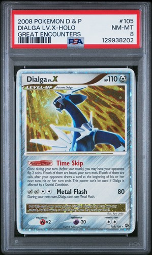2008 POKEMON DIAMOND & PEARL GREAT ENCOUNTERS #105 DIALGA LV.X-HOLO PSA 8