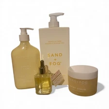 Sand + Fog Vanilla Cake Trio – Body Wash + Body Lotion + Body Scrub + EDP OIl