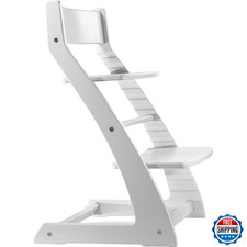 FORNEL Modern White Wooden High Chair | Grows with Child from Toddler to Adult