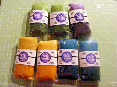 Lot Of 7 Feltworks 100% Wool Roving 0.25oz Needle Felting Craft