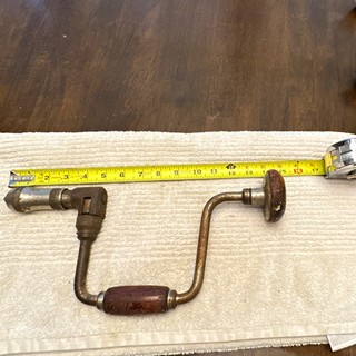 Vintage Metal Hand Brace Drill w/ Wooden Handle Approx. 12 Inch