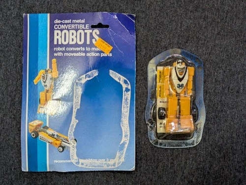 Vintage KO GOBOTS Machine Robo SLICKS #36 Yellow F-1 MR-32 In Bubble w/ Card