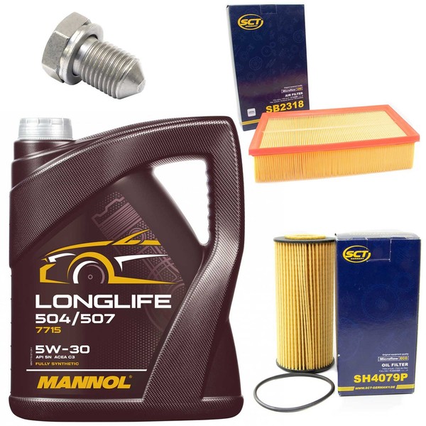 MotoröL Filter Set Longlife 5W-30 5 Liter + ÖLablassschraube FüR VW Golf VII 2.0-image