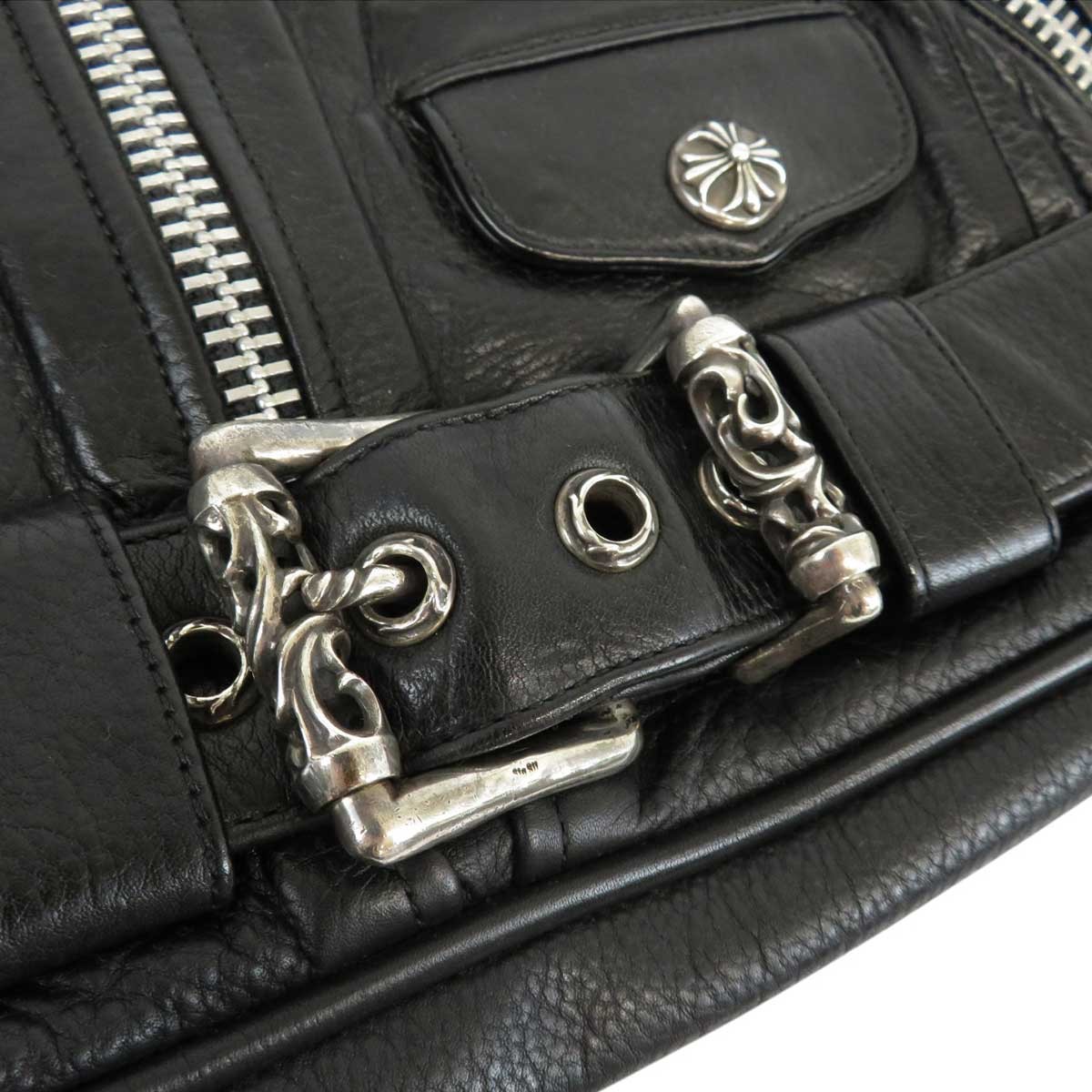 Chrome Hearts JJ DEAN Small Riders Bag Leather SV925 Black r52_0212 thumbnail 5