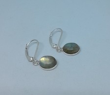 boucles d'oreille dormeuses argent 925 et labradorite création unique