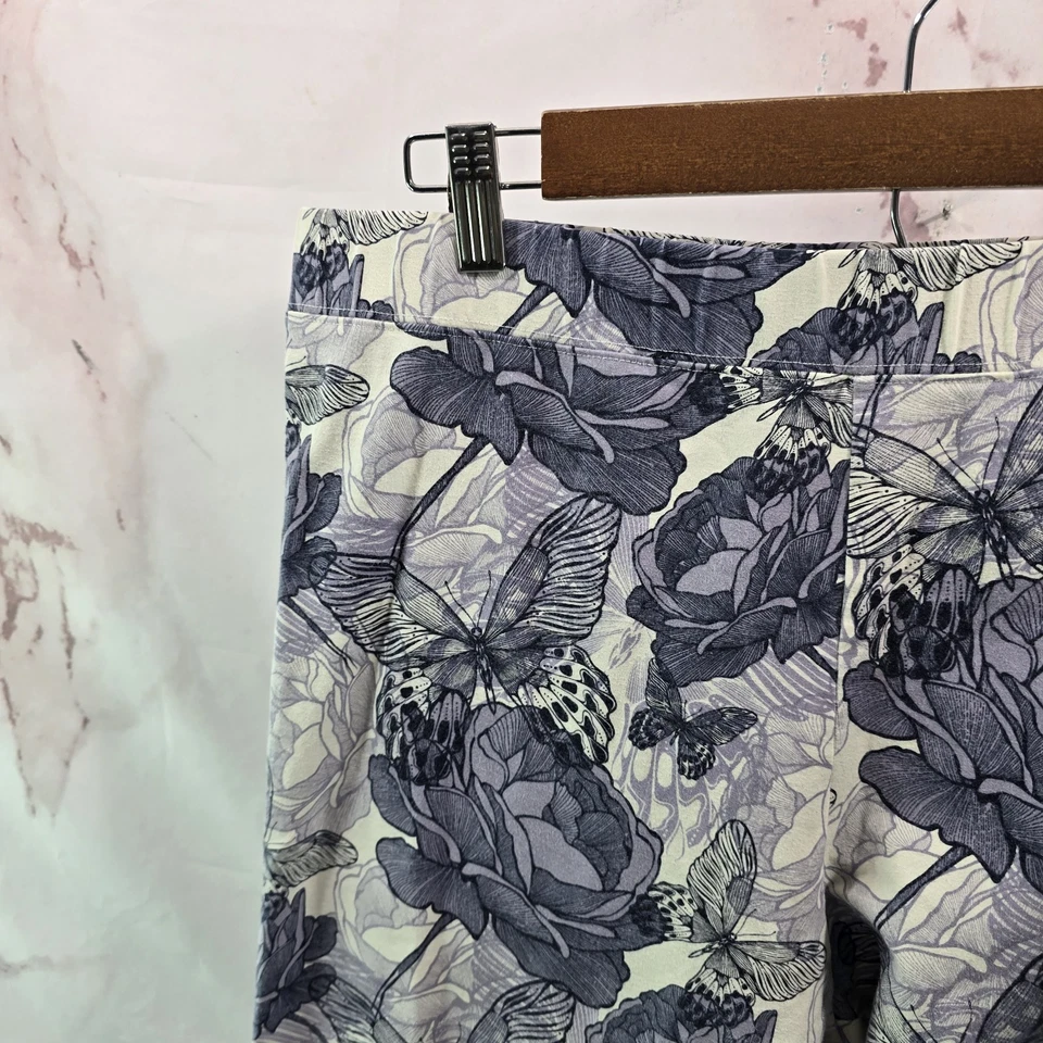 Soft Surroundings Leggings Womens Large Blue Butterfly Pull On Pants Crop - Image 2 of 4