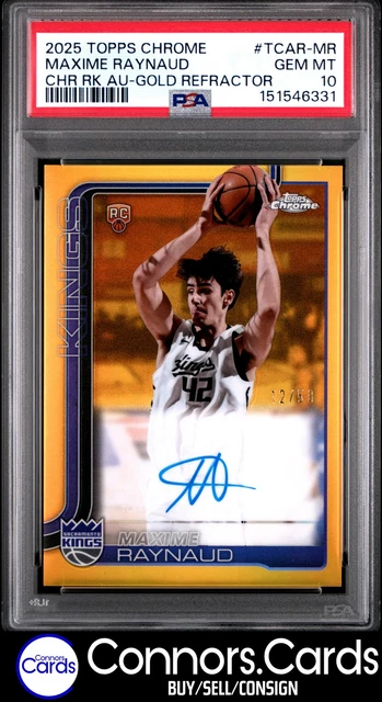 Maxime Raynaud Rookie Auto PSA 10 2025-26 Bowman #BCA-MR Gold Refractor /50