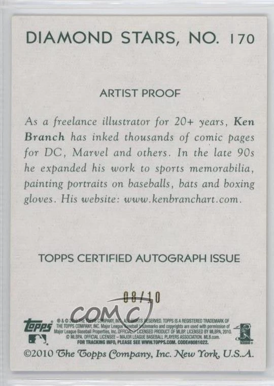 2010 Topps National Chicle Artist Proof /10 Jair Jurrjens by Ken Branch Auto - Image 2 of 2