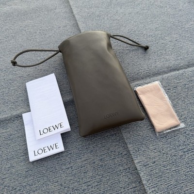 Neu Loewe Leder Luxus Brillen Etui Etui Sonnenbrille Brille Clutch Full Set