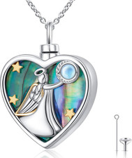 Sterling Silver Guardian Angel Urn Necklace for Ashes Memorial Cremation Jewelry