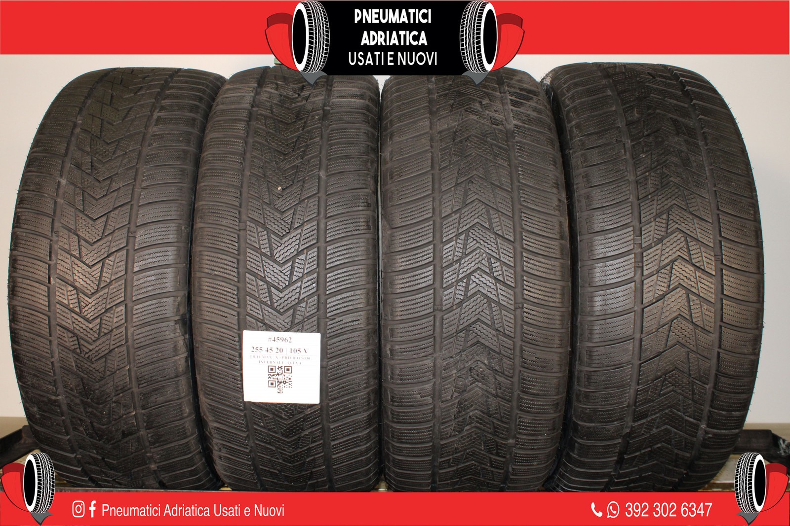 4 PNEUMATICI TRACMAX 255/45 R20 INVERNALI GOMME USATE 88% - ADRIATICA
