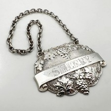 VINTAGE SHERRY DECANTER LABEL STERLING SILVER Birmingham 1958 Turner & Simpson