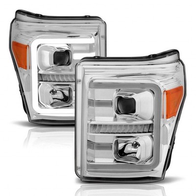ANZO For Ford F-250/F-350/F-450 2011-2016 Projector Headlights Chrome w/ Amber