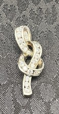 Colgante vintage de plata de ley 925 con lazo/cinta con 26 pedrería transparente