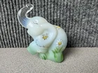 Fenton Hand Painted French Opal Glass Elephant Figurine Signed RARE