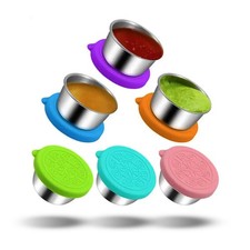 Pack of 6 Salad Dressing Container To Go: Small Condiment Containers with Lid...