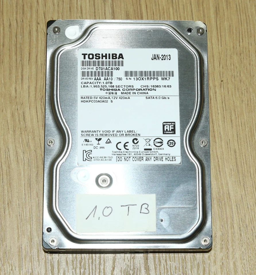 Gebrauchte Festplatte 1 TB von Toshiba