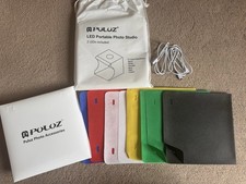 NEW - PULUZ LED Portable studio light box - 2 X LED USB Strips & Colour Screens