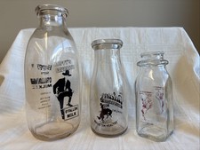 Vintage Milk Bottles Hoppy Hopalong Cassidy Annie Oakley Horse Cowboy Western