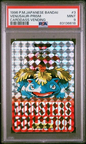 1996 POKEMON JPN BANDAI CARDDASS VENDING #3 VENUSAUR-PRISM PSA 9