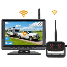 1080P Solar Magnetic Wireless RV Backup Camera 7" Car Monitor for Trailer Truck