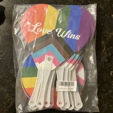 24 - Count Rainbow Love Wins Pride Paper Fans 12 Each Design