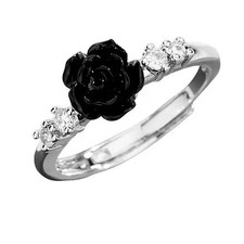 Black Rose Cubic Ring - Fashion Accessory